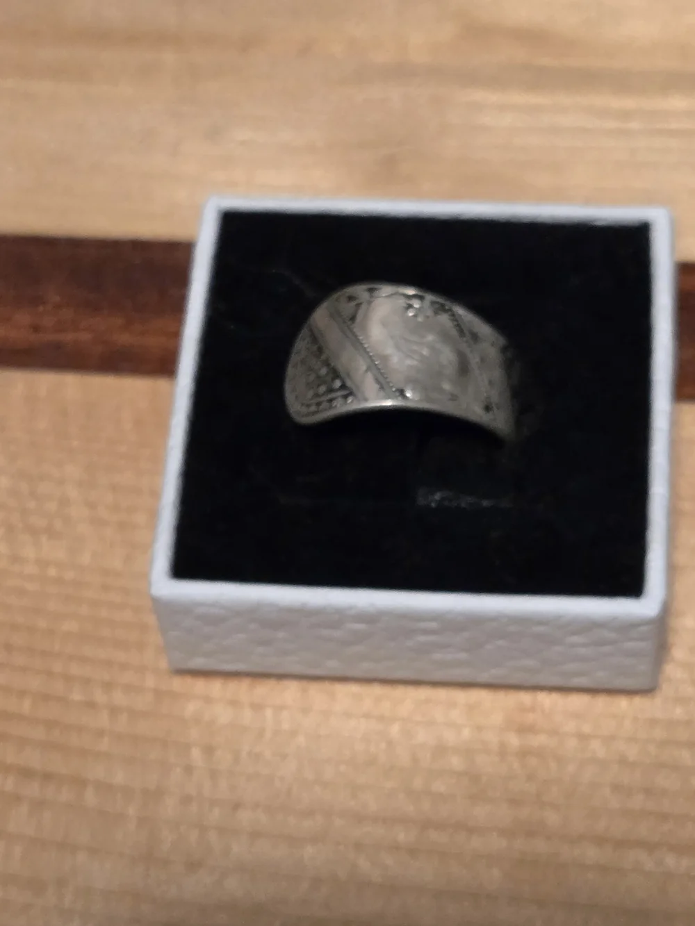 Men's Silver-Tone Engraved Spoon Ring - Wide Band